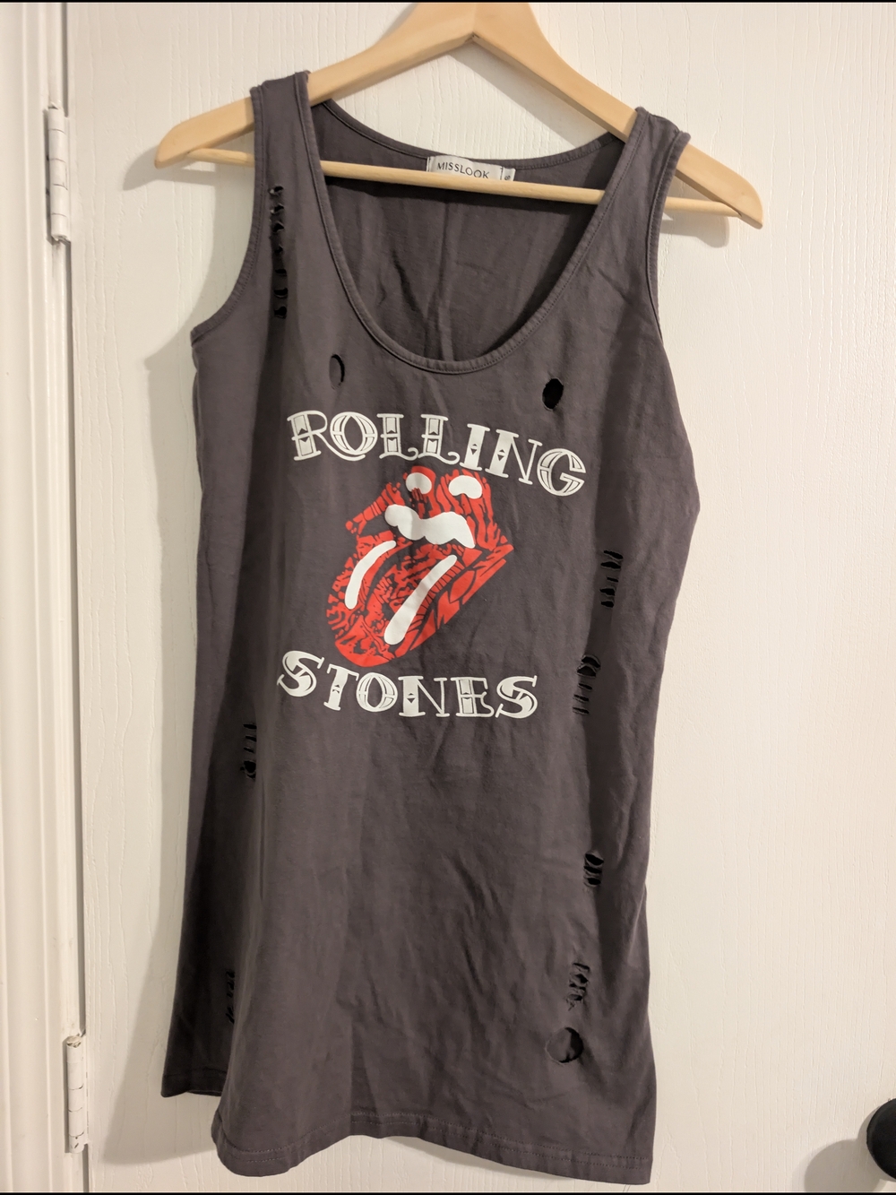 MISSLOOK Charcoal Gray Rolling Stones Graphic Tank